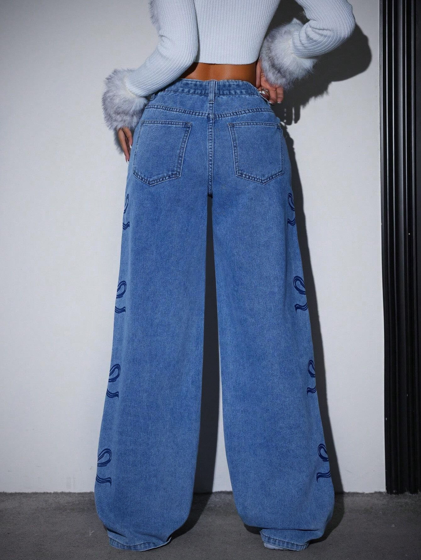 Women's High Waist Wide Leg Jeans - Stretchy Non-See-Through Denim Pants, Loose Fit Straight Leg for Everyday & Formal Outfits - Machine Washable All-Season Jeans, Streetwear Style, Trendy Design, Comfortable Material, Stylish Trousers, Casual Wearers - Image 10