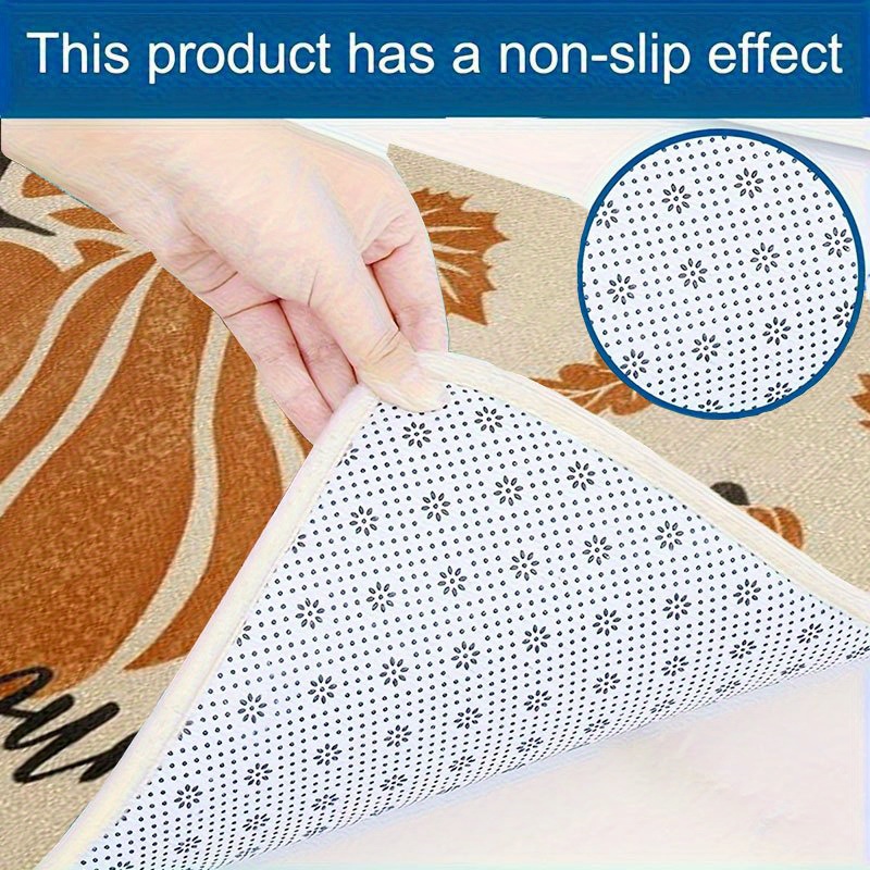 1pc Non-Slip Welcome Mat - Autumn Pumpkin & Leaves Print in Orange/Beige/White - Heavy-Duty PVC Backing for Kitchen, Living Room, Entryway - Easy Clean Floor Mat for Halloween, Thanksgiving, Christmas Decor - Indoor/Outdoor Use - Durable Polyester Surface - Ideal for Home, Cafe, Office, Seasonal Decoration, Festive Design, Comfortable Texture, Holiday Shoppers - Image 11
