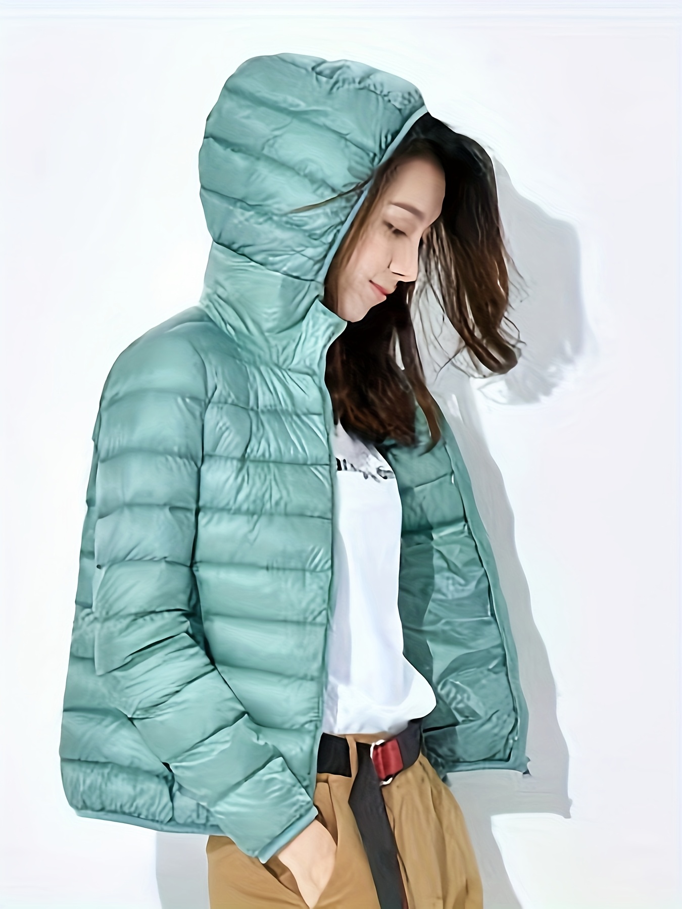 2025 Women's Autumn/Winter Casual Fashion Short Slim Fit Lightweight Hooded Jacket - Image 4