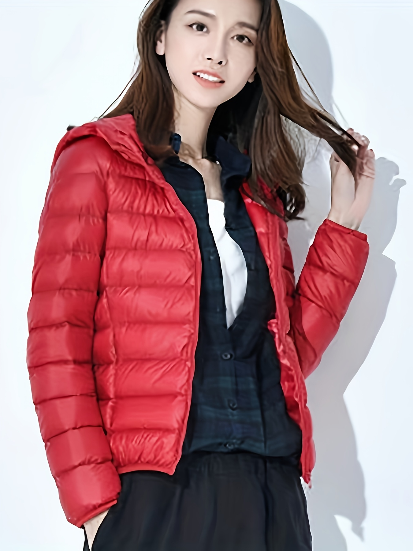2025 Women's Autumn/Winter Casual Fashion Short Slim Fit Lightweight Hooded Jacket - Image 8