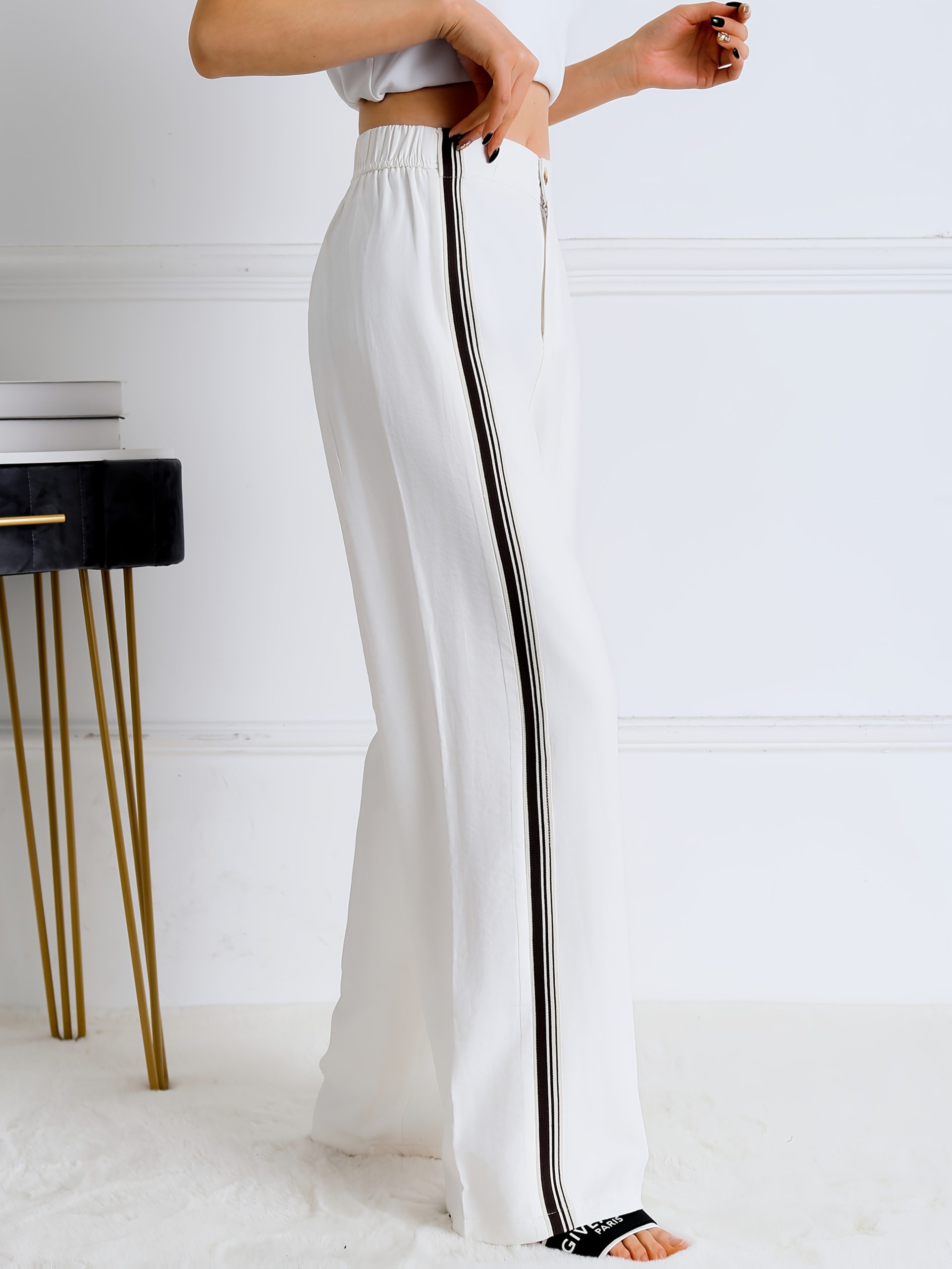 Elegant High-waisted Diagonal Pockets for Women's Clothing, Solid-colored Wide-leg Pants, And Casual Loose Pants Are Suitable for Work And The Office - Image 10