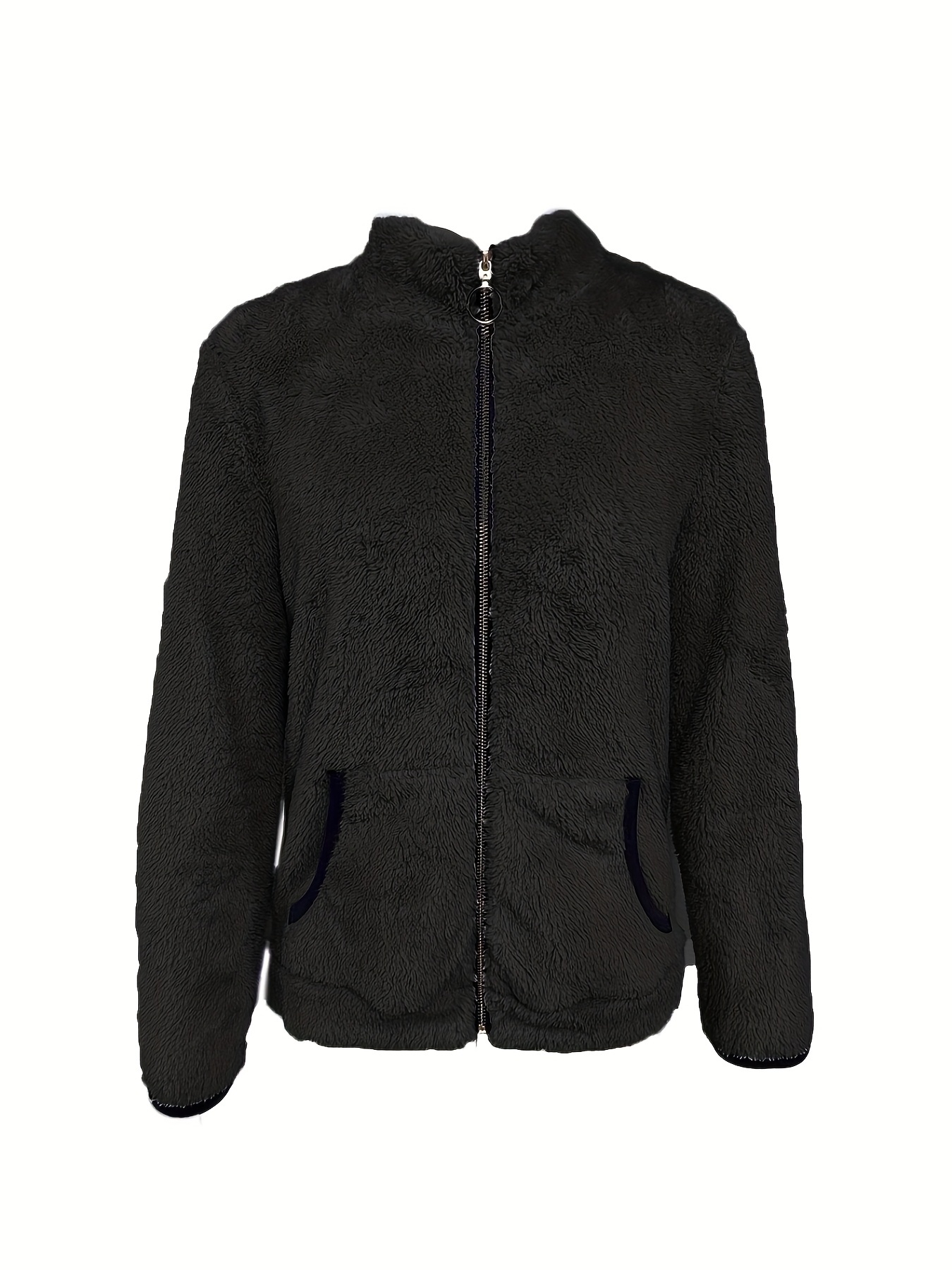 Women's Winter Warm Plush Jacket with Plush-Like Zipper & Pockets - Soft Pastel Purple (Pink/Lavender) Two-Tone Casual Coat, Machine Washable Long Sleeve Outerwear for Cold Weather, All-Season Layering (No-Stretch Fit) - Image 10