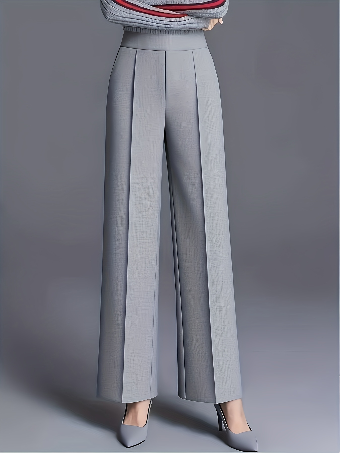 Elegant High-waisted Slanted Pocket Women'S Pants, Solid Color Wide-leg Trousers, Casual Loose-fit Pants, Suitable For Work And Office, As Well As Home Leisure - Image 5