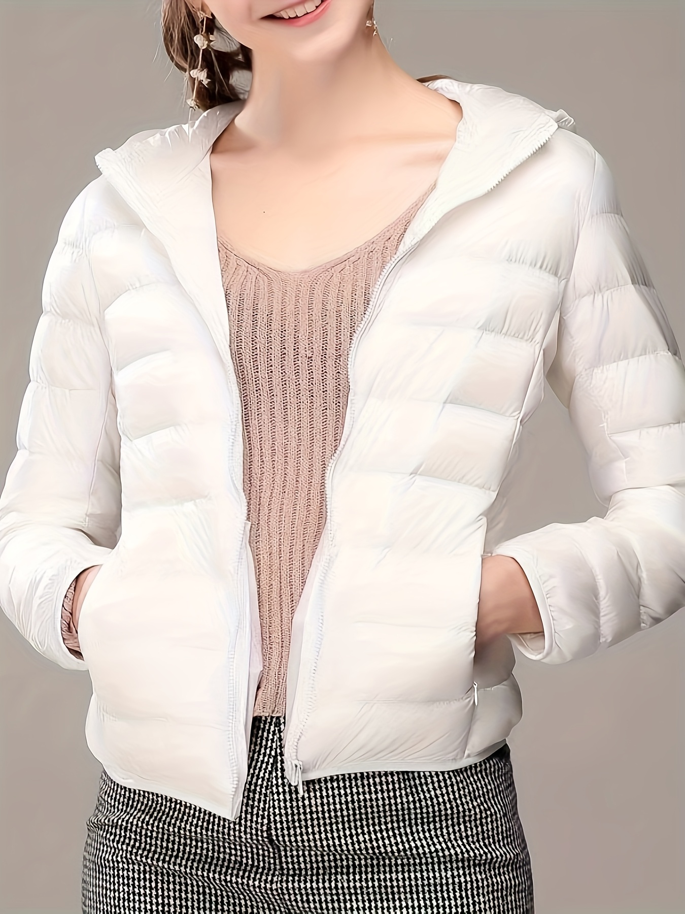 2025 Women's Autumn/Winter Casual Fashion Short Slim Fit Lightweight Hooded Jacket - Image 7