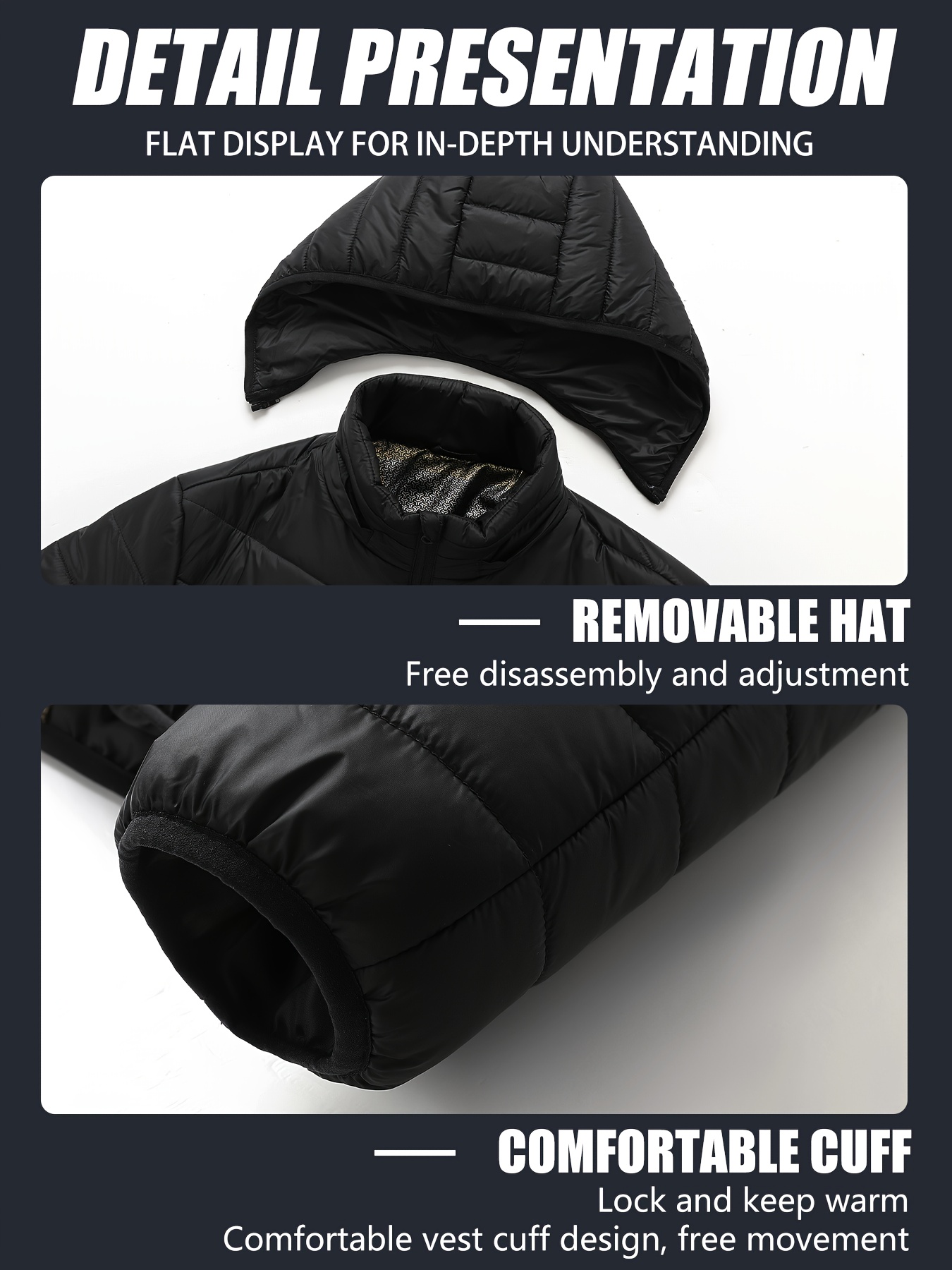 9-Zone Jacket, Warm Coat, 3-Temperature Settings, Portable, Power Bank Compatibility (Not Included), Machine Washable, for Outdoor Winter Cycling and Fishing - Image 7