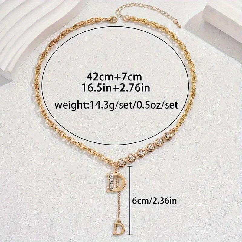 1pc Elegant Golden-Tone "D" Letter Necklace with Accents, Vintage Boho Style, Copper Crafted, Perfect for Daily Wear, Parties, and Weddings - Image 6