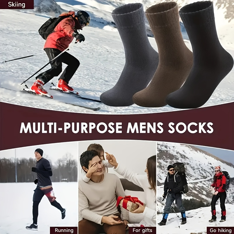 3/10 Double Winter Thick Velvet Snow Socks for Men, Soft Plush Warm Thermal Boot Socks, Suitable for Outdoor Work And Leisure Activities, a Gift for Husbands, Fathers, Or Boyfriends, Knitted Gift in European Sizes (39-45) And US Sizes 9-11. - Image 9
