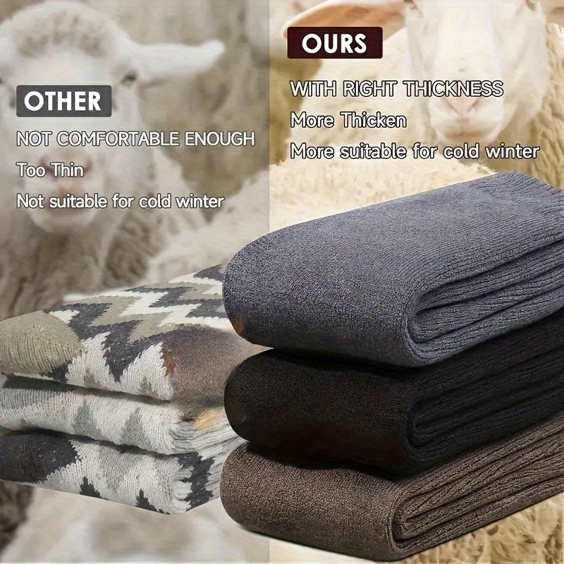 3/10 Double Winter Thick Velvet Snow Socks for Men, Soft Plush Warm Thermal Boot Socks, Suitable for Outdoor Work And Leisure Activities, a Gift for Husbands, Fathers, Or Boyfriends, Knitted Gift in European Sizes (39-45) And US Sizes 9-11. - Image 4