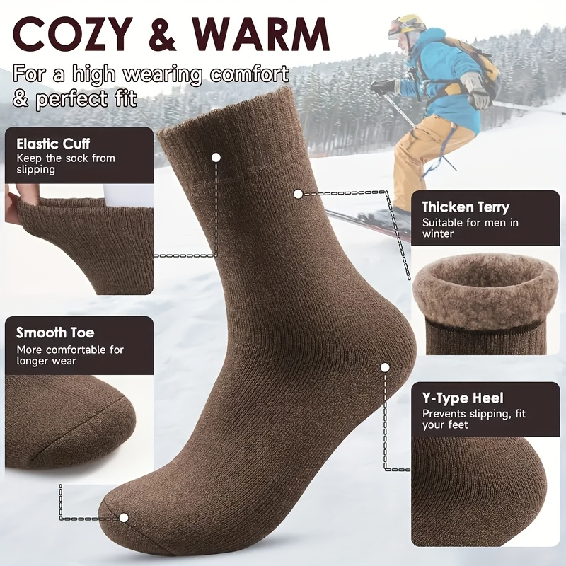 3/10 Double Winter Thick Velvet Snow Socks for Men, Soft Plush Warm Thermal Boot Socks, Suitable for Outdoor Work And Leisure Activities, a Gift for Husbands, Fathers, Or Boyfriends, Knitted Gift in European Sizes (39-45) And US Sizes 9-11. - Image 2