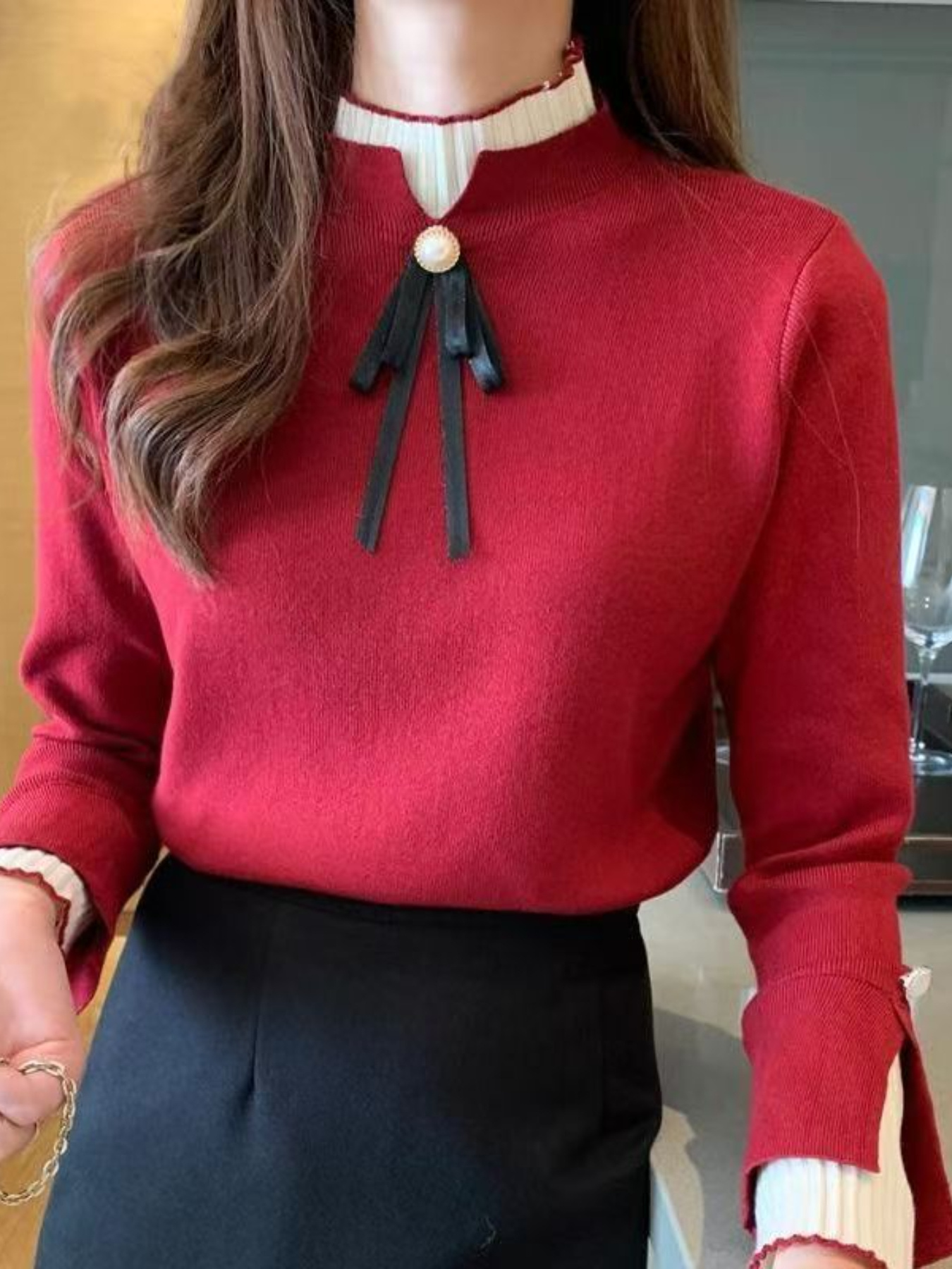 Women'S Elegant Half-Turtleneck Sweater - Soft Long Sleeve Round Neck Pullover, Solid All-Season Casual & Formal Top, Cozy Winter Sweater for Everyday & Special Occasions, Durable Easy-Care Knitwear, Versatile Wardrobe Staple, Minimalist Design