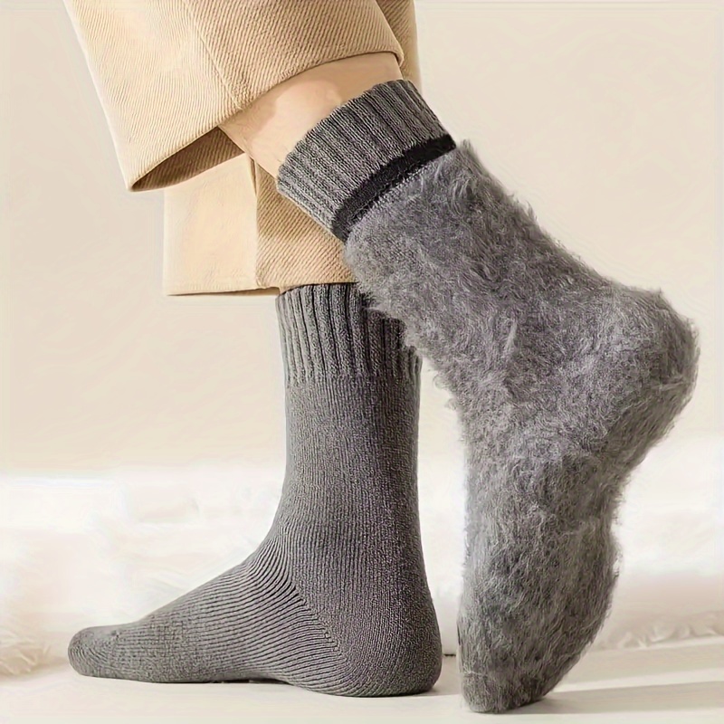 3/10 Double Winter Thick Velvet Snow Socks for Men, Soft Plush Warm Thermal Boot Socks, Suitable for Outdoor Work And Leisure Activities, a Gift for Husbands, Fathers, Or Boyfriends, Knitted Gift in European Sizes (39-45) And US Sizes 9-11. - Image 5