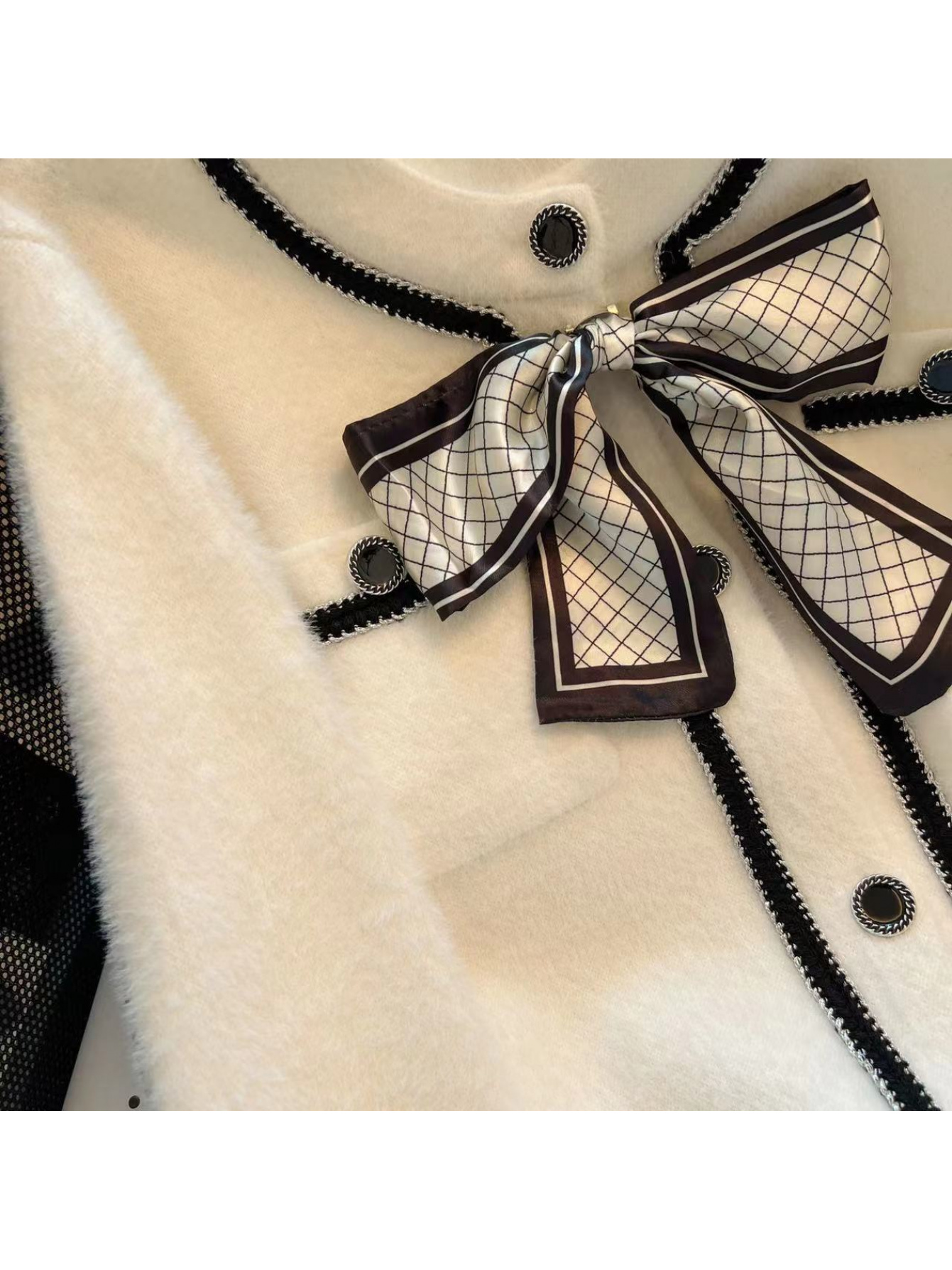 's Elegant Winter Cardigan Sweater - Soft Fluffy Mink-Like Jacket with Bow Collar & Collar, Long Sleeve Coat for Fall/Winter, Luxurious A-Line Mink Imitation (Hand Wash/Dry Clean) - Chic Office to Party Outerwear - Image 3