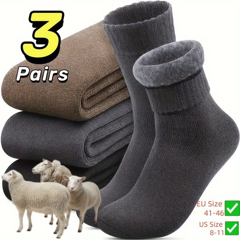 3/10 Double Winter Thick Velvet Snow Socks for Men, Soft Plush Warm Thermal Boot Socks, Suitable for Outdoor Work And Leisure Activities, a Gift for Husbands, Fathers, Or Boyfriends, Knitted Gift in European Sizes (39-45) And US Sizes 9-11.
