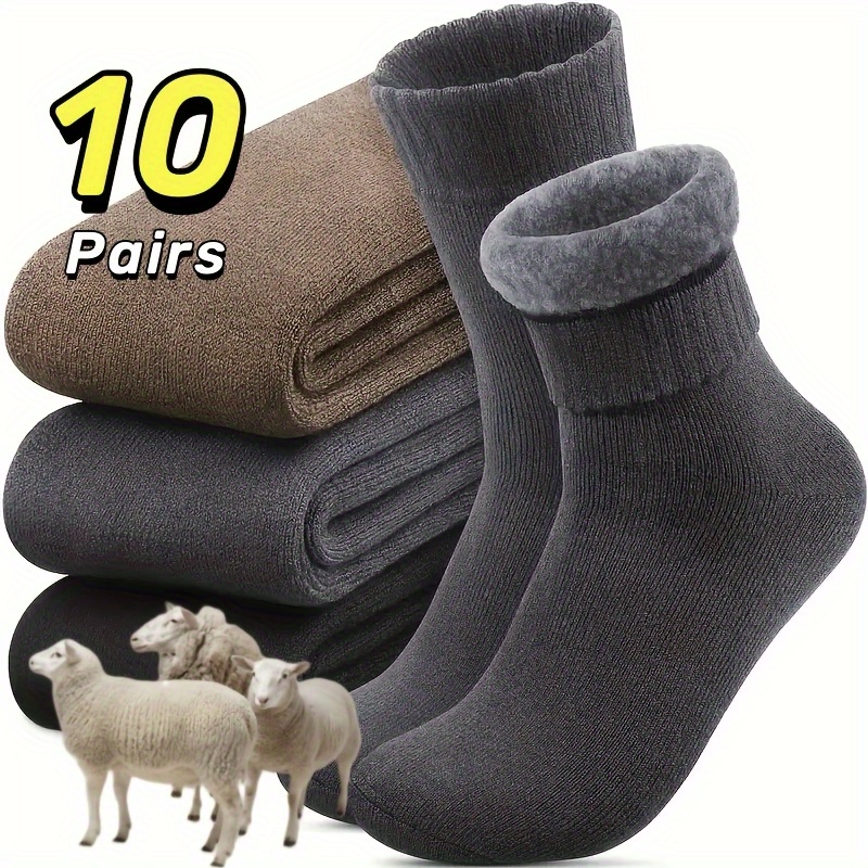 3/10 Double Winter Thick Velvet Snow Socks for Men, Soft Plush Warm Thermal Boot Socks, Suitable for Outdoor Work And Leisure Activities, a Gift for Husbands, Fathers, Or Boyfriends, Knitted Gift in European Sizes (39-45) And US Sizes 9-11. - Image 6
